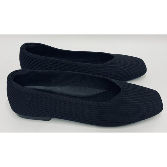 Vivaia Margot 2.0 Square Toe V-Cut Flats Black Washable Shoes NWOB 9-9.5 EU 40 - Picture 2 of 8
